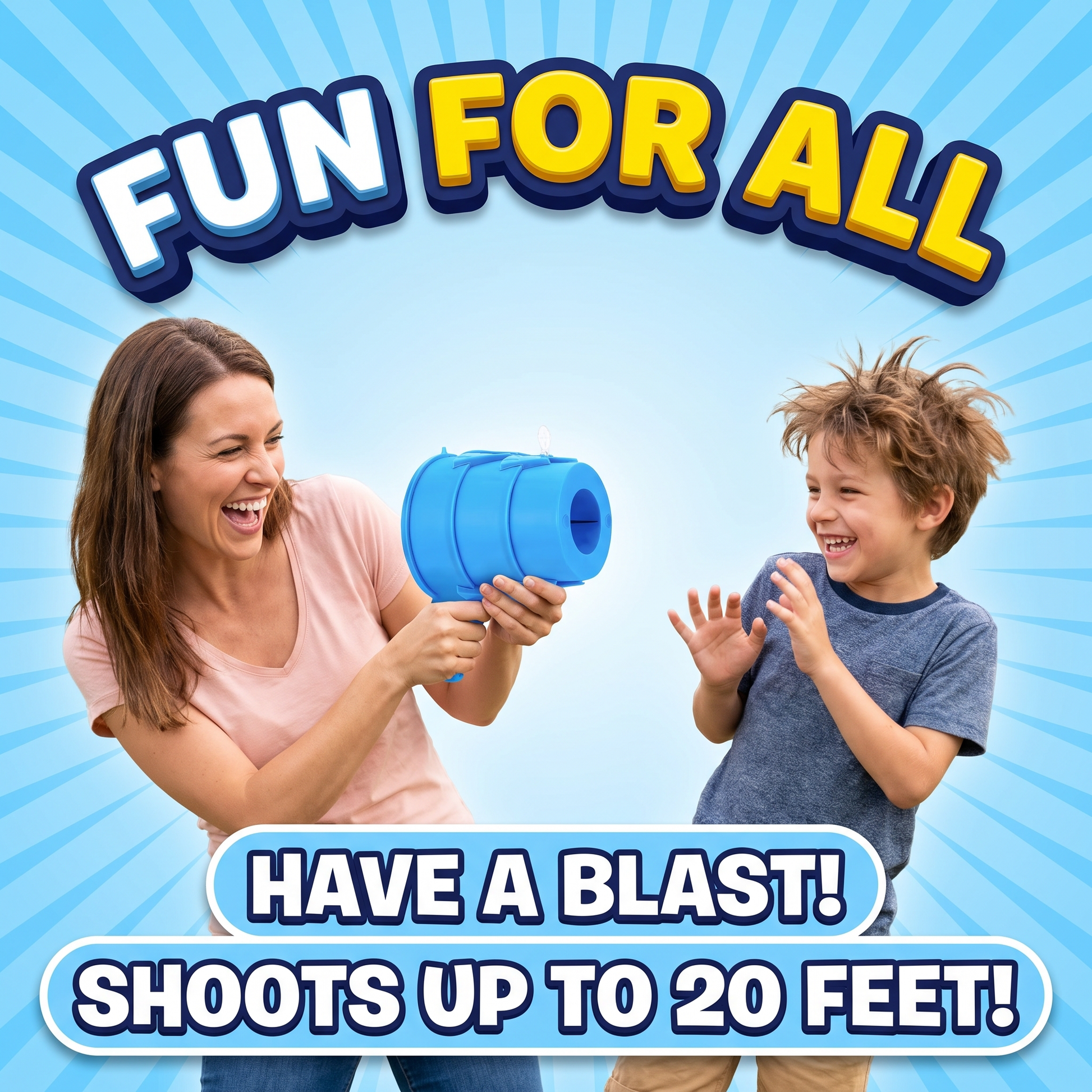 Air-Blaster fun for all — shoots up to 20 feet